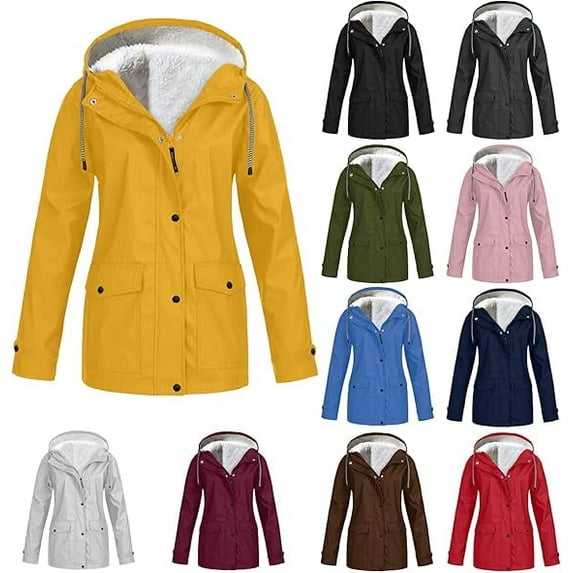 Aricy Womens Winter Coats Plus Size Windbreaker Fleece Lined Thick Thermal Jackets Warm Plush Hooded Jackets Outwear with Pocekts