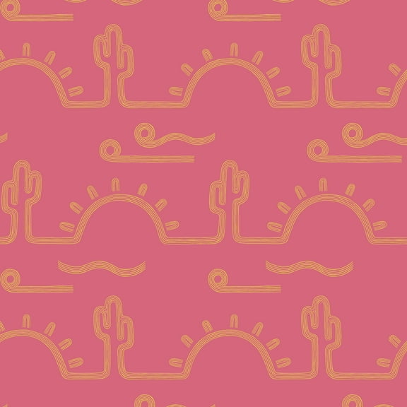 Arid Oasis Desert Sunrise Raspberry-1/4 yard