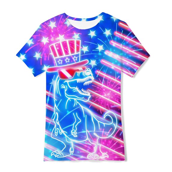 Aridak Boys Girls T-Shirts Independence Day 3D Graphic Shirts Kids Cool Short Sleeve Tees Size 4-14T