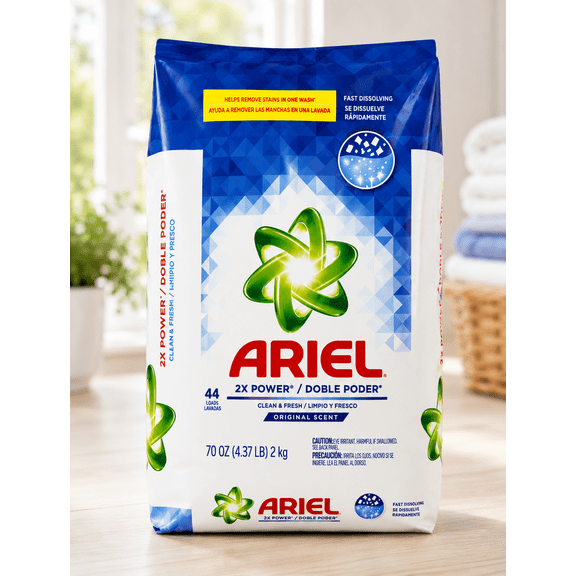 Ariel 2X Power Powder Laundry Detergent, Original Scent, 70 oz, 44 Loads