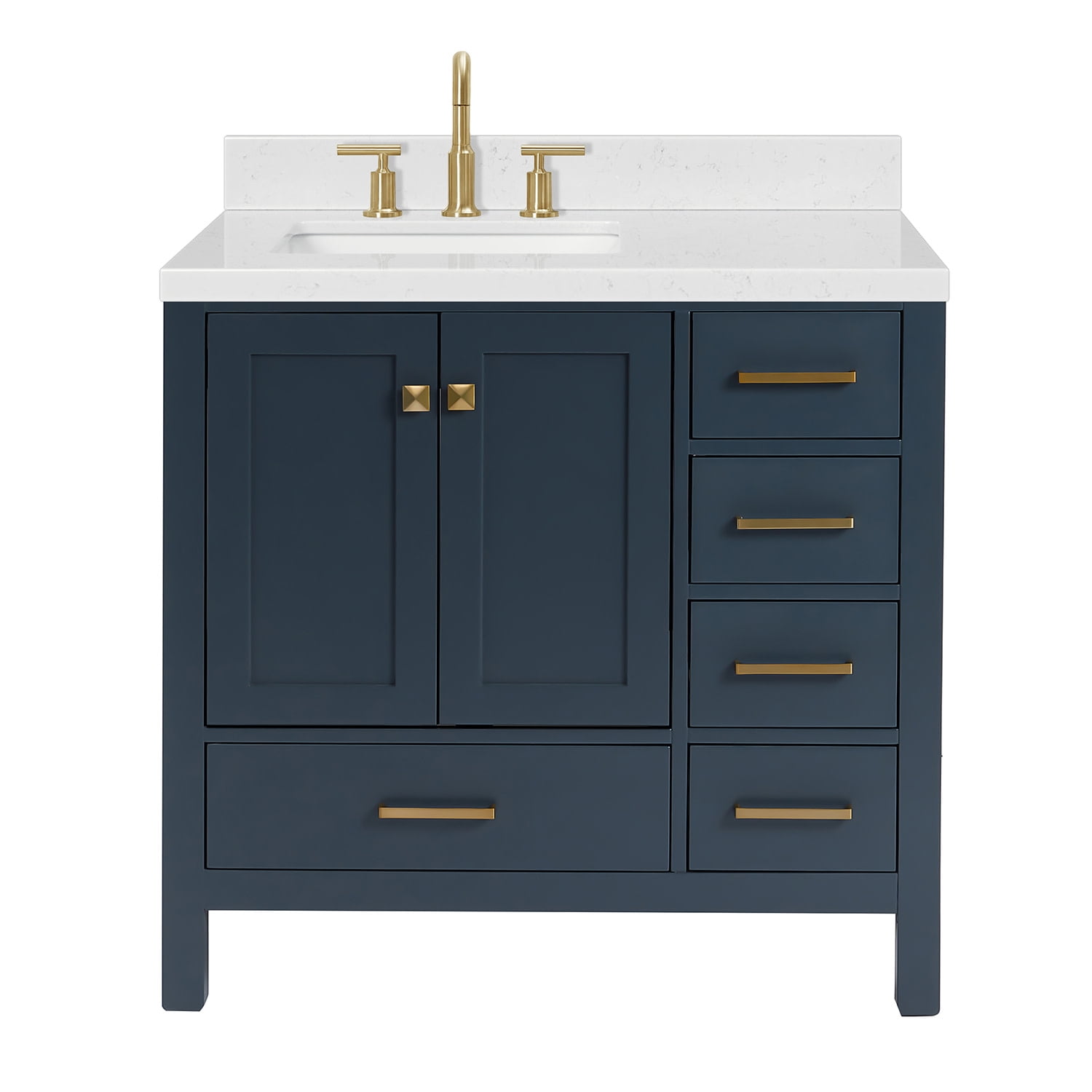 Midnight Blue 36" Freestanding Vanity with Quartz Top