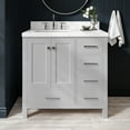 thumbnail image 1 of ARIEL Cambridge 36 Inch Grey Bathroom Vanity with Sink, Solid Wood, Carrara White Quartz Countertop, 1.5-Inch Edge, Left Rectangular Undermount Sink, 2 Soft Closing Doors, 5 Drawers, 1 of 10