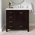 thumbnail image 1 of ARIEL Cambridge 36 Inch Espresso Bathroom Vanity with Sink, Solid Wood, Carrara White Quartz Countertop, 1.5-Inch Edge, Right Rectangular Undermount Sink, 2 Soft Closing Doors, 5 Drawers, 1 of 10