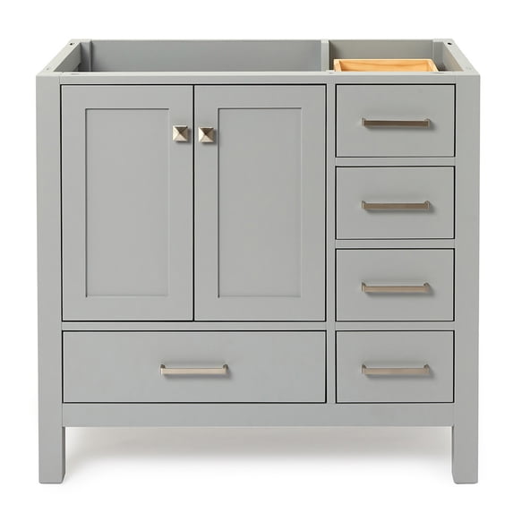 Ariel A037S-L-BC-GRY Cambridge 36" Single Free Standing Wood Vanity Cabinet Only - Grey