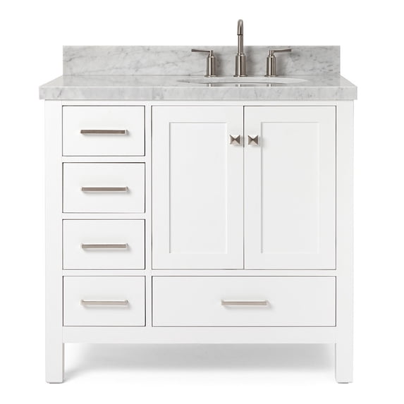 Ariel A037S-R-VO-WHT Cambridge 37" Free Standing Single Basin Vanity Set - White