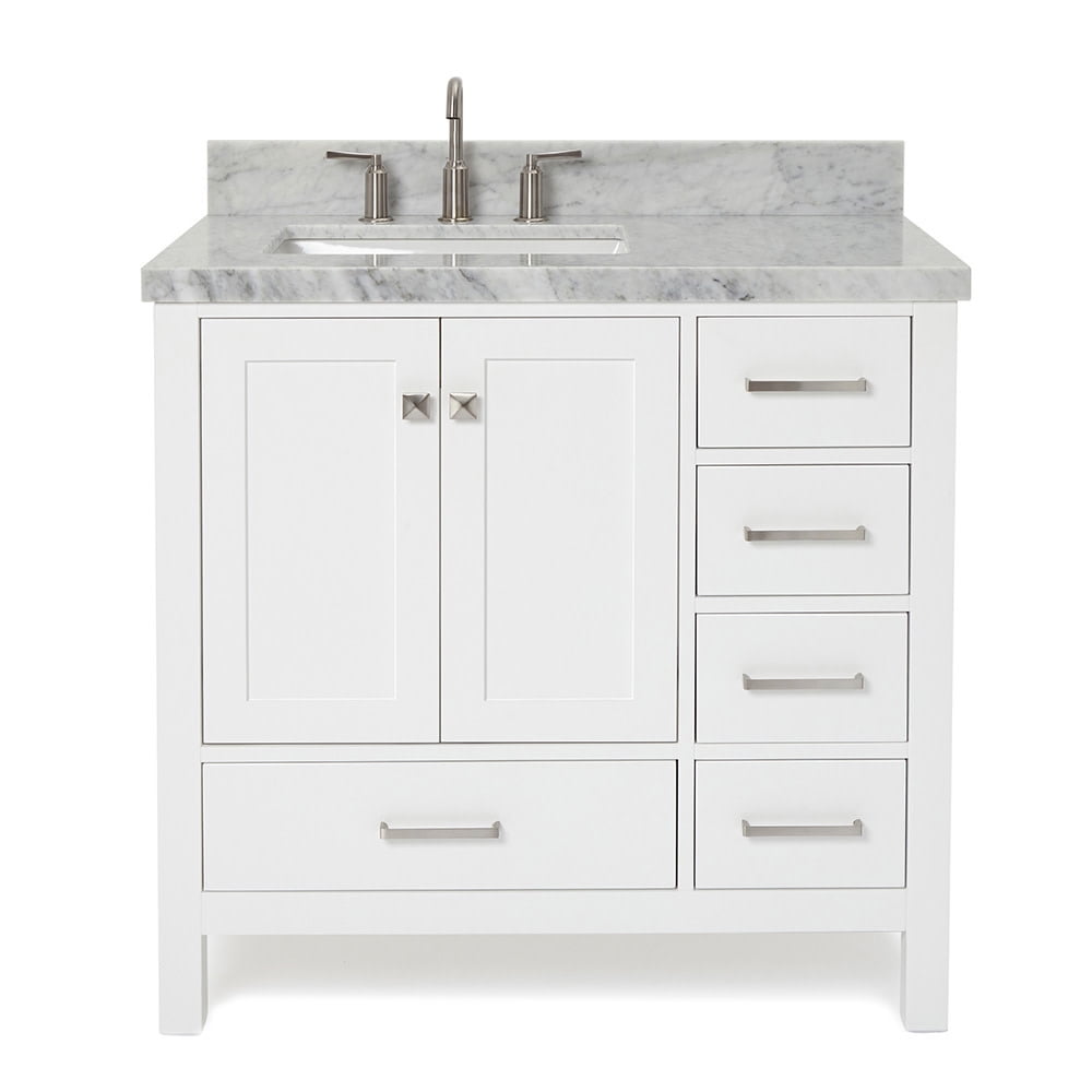 Cambridge White Marble Top Single Sink Bathroom Vanity