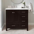 thumbnail image 1 of Ariel Cambridge 37 In. Left Offset Oval Sink Vanity With White Quartz Countertop In Espresso, 1 of 10