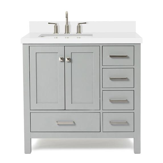 Ariel A037slwqrvo Cambridge 37" Free Standing Single Basin Vanity Set - Grey