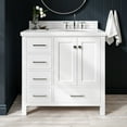 thumbnail image 1 of Ariel Cambridge 37 In. Right Offset Oval Sink Vanity With White Quartz Countertop In White, 1 of 10