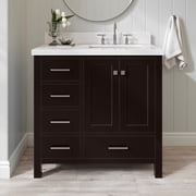 Ariel Cambridge 37 In. Right Offset Rectangle Sink Vanity With White Quartz Countertop In Espresso