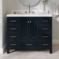 thumbnail image 1 of ARIEL Cambridge 42 Inch Midnight Blue Bathroom Vanity with Sink, Solid Wood, Carrara White Quartz Countertop, 1.5-Inch Edge, Single Rectangular Undermount Sink, 2 Soft Closing Doors, 9 Drawers, 1 of 8
