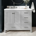 thumbnail image 1 of Ariel Cambridge 42 Inch Single Left Offset Oval Sink Bathroom Vanity With Carrara White Quartz Countertop 1.5 Edge In Grey, 1 of 10