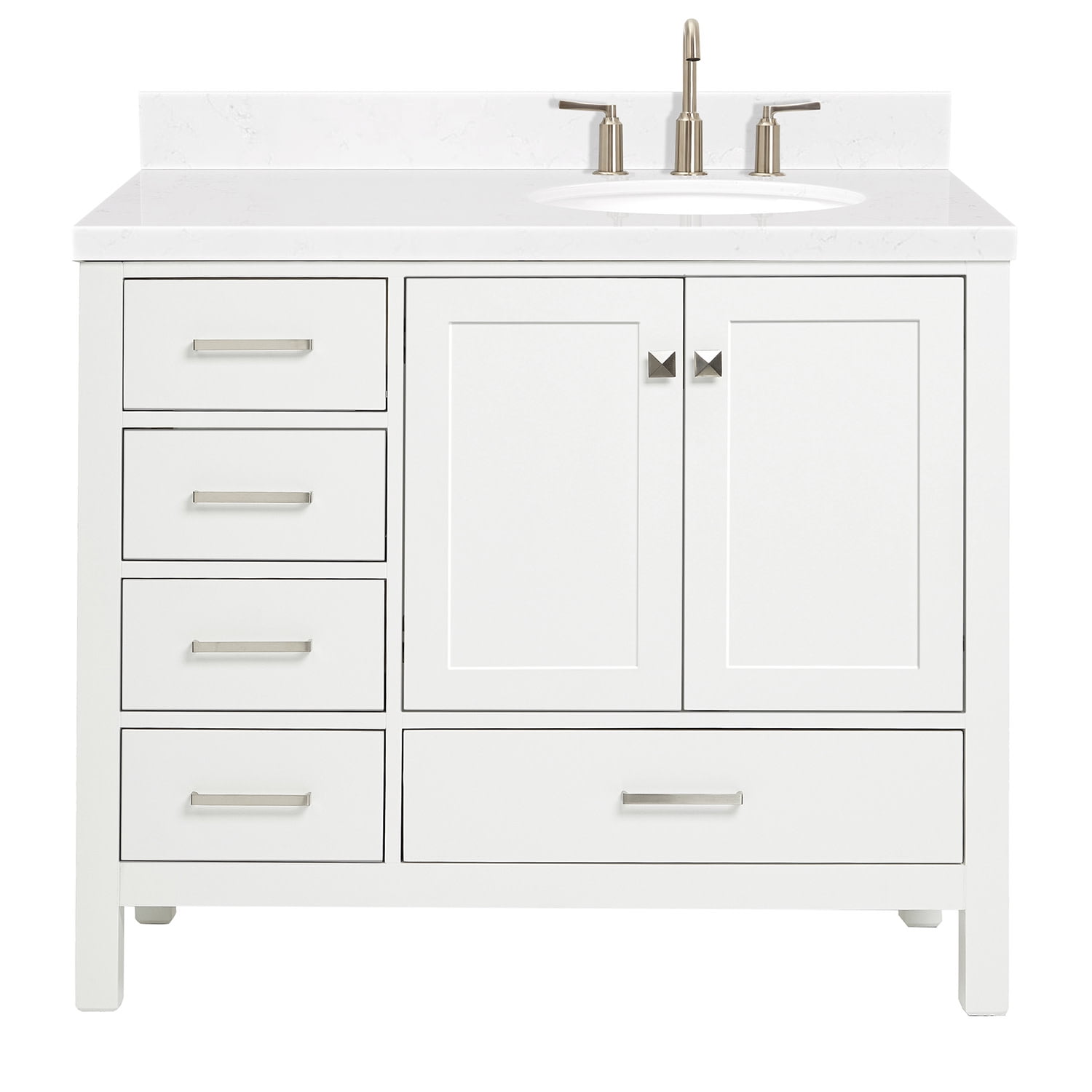 Cambridge 42" White Hardwood Freestanding Single Vanity Set