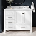 thumbnail image 1 of Ariel Cambridge 42 Inch Single Right Offset Oval Sink Bathroom Vanity With Carrara White Quartz Countertop 1.5 Edge In White, 1 of 10