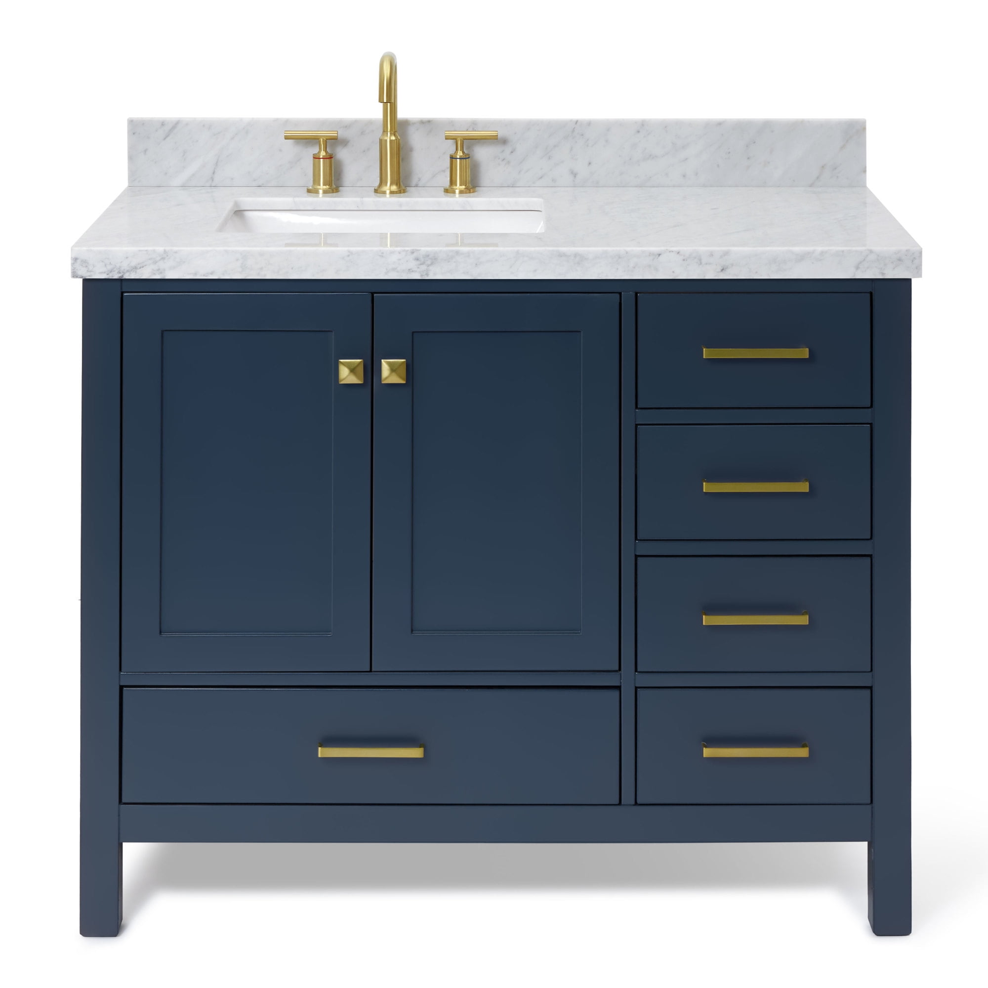 Cambridge Midnight Blue 43" Freestanding Vanity with Marble Top