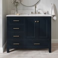 thumbnail image 1 of Ariel Cambridge 43 In. Right Offset Rectangle Single Sink Vanity With Carrara White Marble 0.75 In Countertop In Midnight Blue, 1 of 10