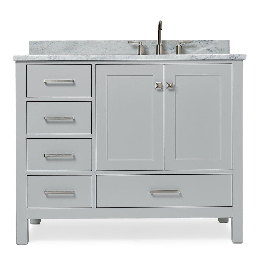 Cambridge 43" Gray Freestanding Vanity with White Marble Top