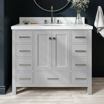 Ariel Cambridge 43 In. Oval Sink Vanity With White Quartz Countertop In Grey