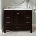 thumbnail image 1 of ARIEL Cambridge 43 Inch Espresso Bathroom Vanity with Sink, Solid Wood, White Quartz Countertop, 1.5-Inch Edge, Single Rectangular Undermount Sink, 2 Soft Closing Doors, 9 Drawers, 1 of 10