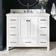 thumbnail image 1 of ARIEL Cambridge 43 Inch White Bathroom Vanity with Sink, Solid Wood, White Quartz Countertop, 1.5-Inch Edge, Single Rectangular Undermount Sink, 2 Soft Closing Doors, 9 Drawers, 1 of 10