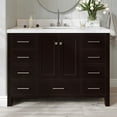 thumbnail image 1 of ARIEL Cambridge 48" Espresso Bathroom Vanity, 1.5" Edge Carrara White Quartz Countertop & Splash, Rectangular Sink, 2 Soft Closing Doors, 9 Full Extension Dovetail Drawers, Brushed Nickel, 1 of 8