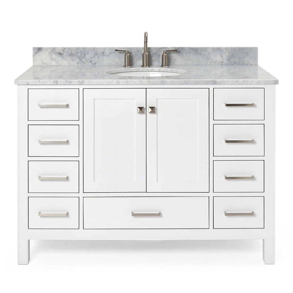 Cambridge 49" White Marble Top Single Bathroom Vanity