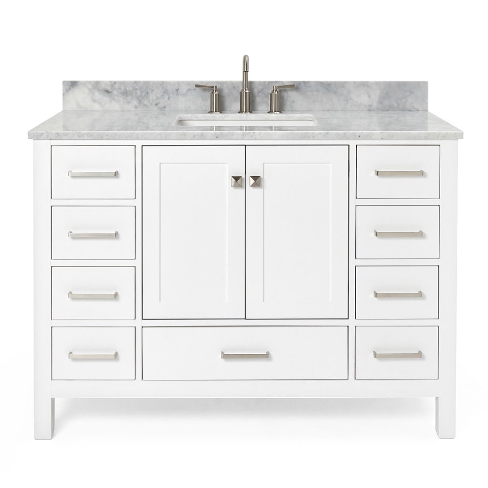 Cambridge 49-Inch White Marble Top Single Sink Bathroom Vanity