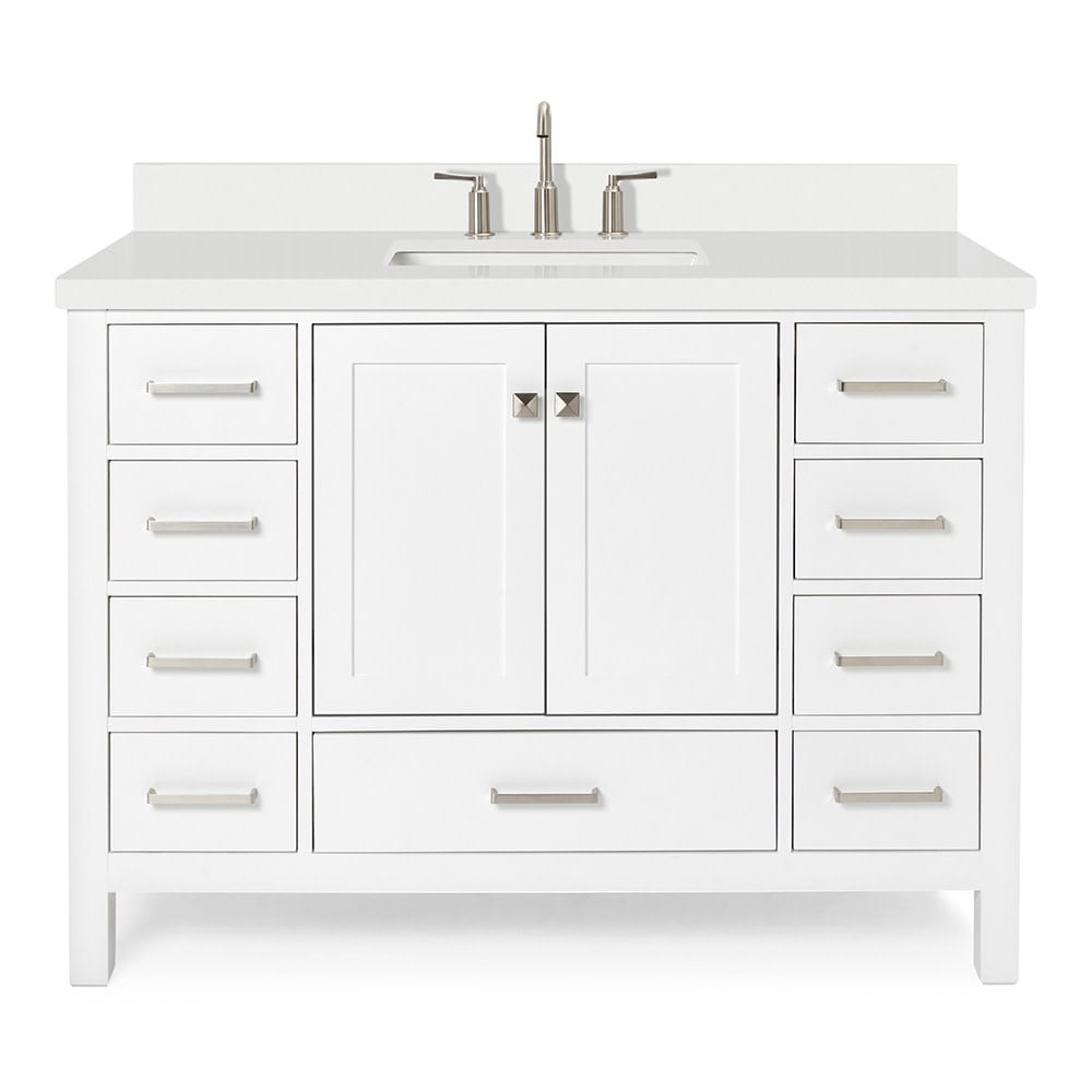 Cambridge 49" White Painted Freestanding Single Sink Vanity with Quartz Top
