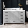 thumbnail image 1 of Ariel Cambridge 54 Inch Single Oval Sink Bathroom Vanity With Carrara White Quartz Countertop 1.5 Edge In Grey, 1 of 10