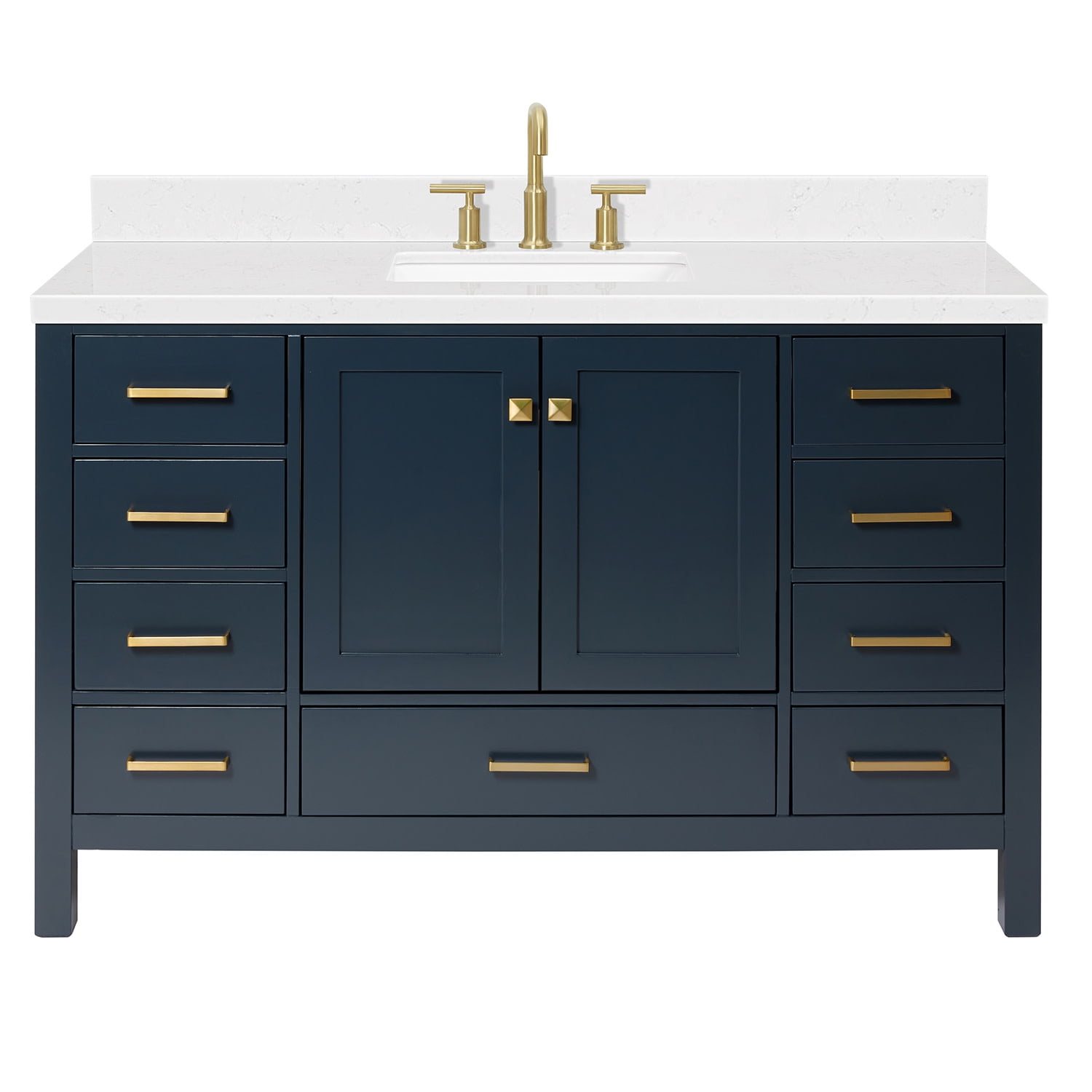 Midnight Blue Single Sink Vanity with Carrara Quartz Top