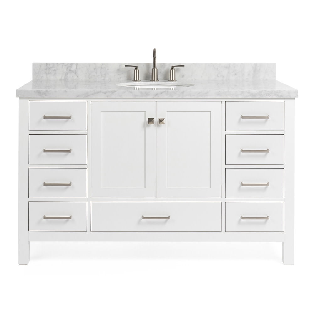 Cambridge 55" White Marble Top Single Basin Vanity