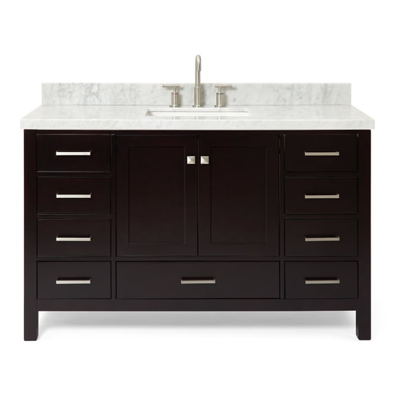 Ariel A055SCWRVOESP Cambridge 54" Free Standing Single Basin Vanity Set - Brown