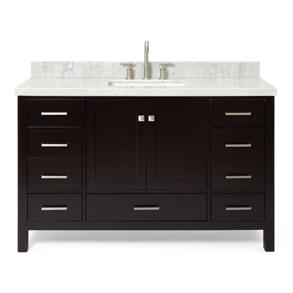 Ariel A055SCWRVOESP Cambridge 54" Free Standing Single Basin Vanity Set - Brown