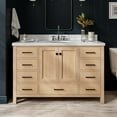 thumbnail image 1 of Ariel Cambridge 55 Inch Single Oval Sink Bathroom Vanity With Pure White Quartz Countertop 1.5 Inch Edge In Oak, 1 of 10
