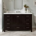 thumbnail image 1 of ARIEL Bathroom Vanity 55" Inch with Pure White Quartz Countertop and Rectangle Sink in Espresso, 2 Soft Closing Doors, 9 Full Extension Dovetail Drawers, with Backsplash, No Mirror, 1 of 8