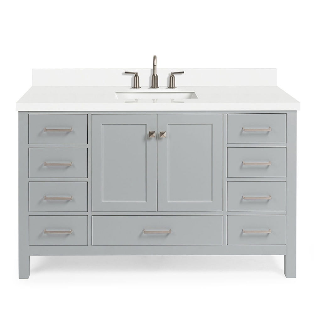 Cambridge 55" Grey and White Quartz Single Basin Vanity Set
