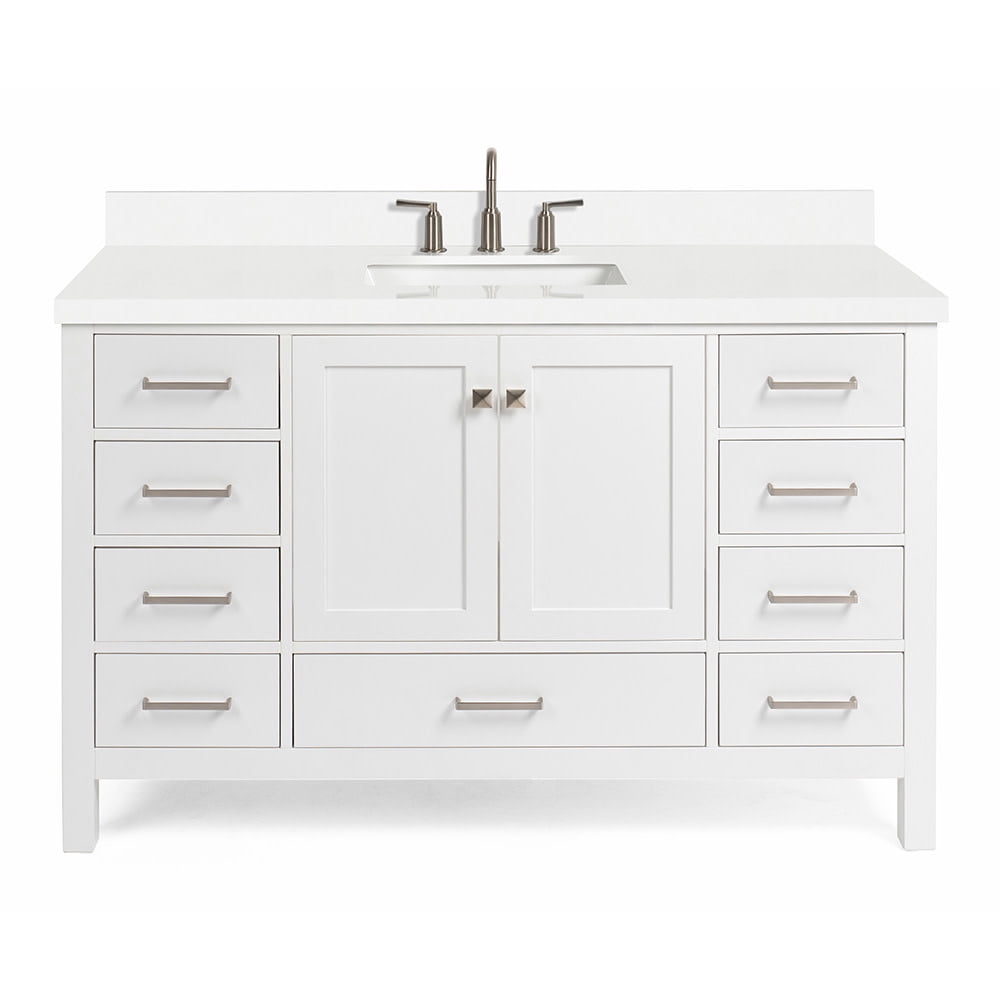 Cambridge 55" White Single Basin Vanity with Quartz Countertop