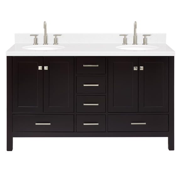 Ariel A060dcqovo Cambridge 60" Free Standing Double Basin Vanity Set - Brown