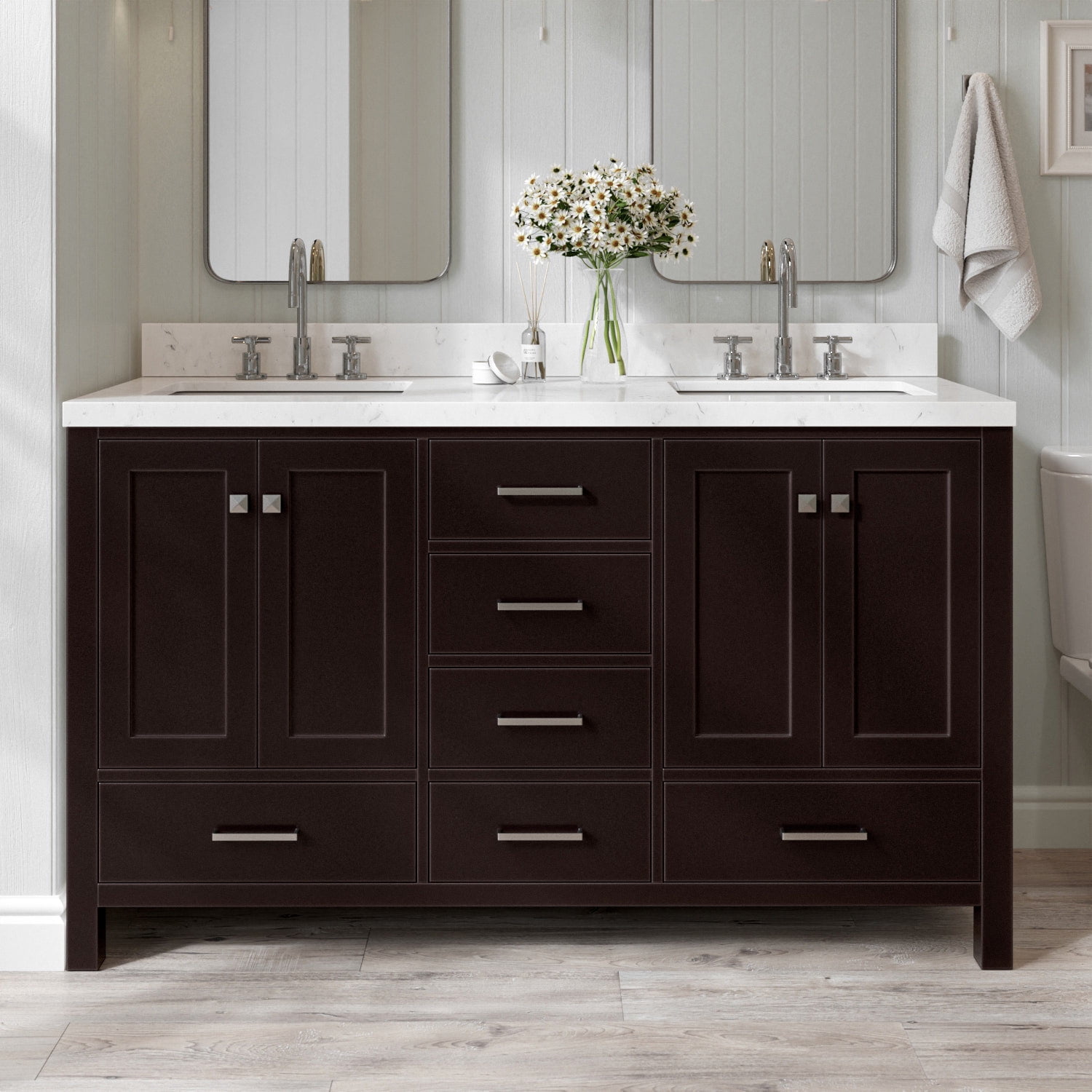 ARIEL Cambridge 60 Inch Double Basin Vanity Set - Thumbnail 2