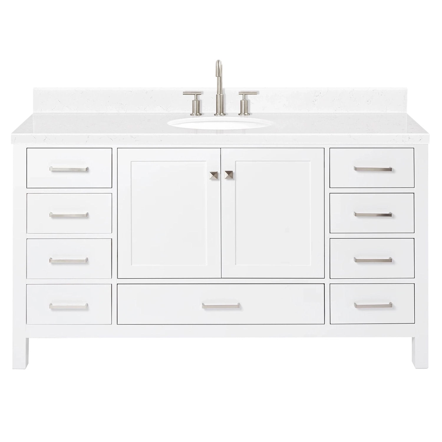 Cambridge 60" White Hardwood Freestanding Single Vanity Set