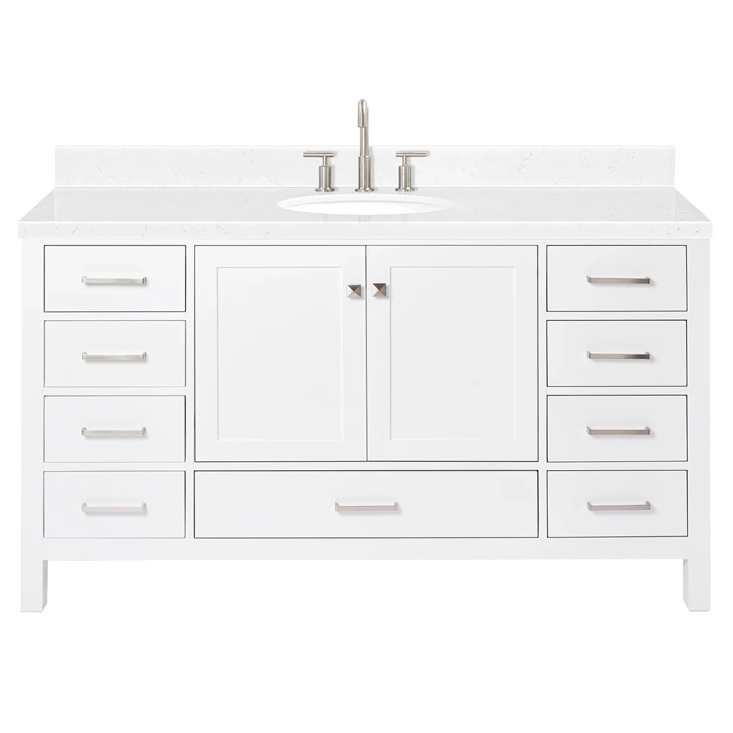 Cambridge 60" White Hardwood Freestanding Single Vanity Set