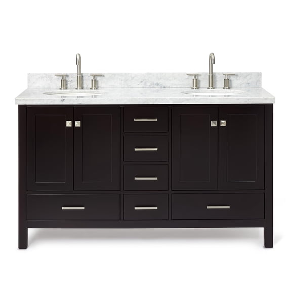 Ariel A061D-VO-ESP Cambridge 60" Free Standing Double Basin Vanity Set - Brown