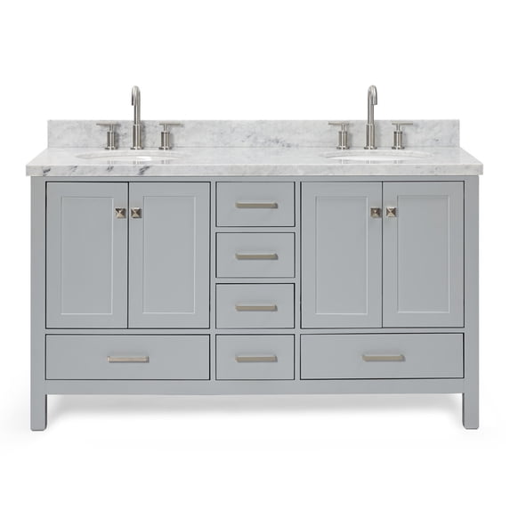 Ariel A061D-VO-GRY Cambridge 60" Free Standing Double Basin Vanity Set - Grey