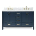 thumbnail image 1 of ARIEL Cambridge 61 in. W x 22 in. D Vanity in Midnight Blue with Marble Vanity Top in Carrara White with White Basin, 1 of 7