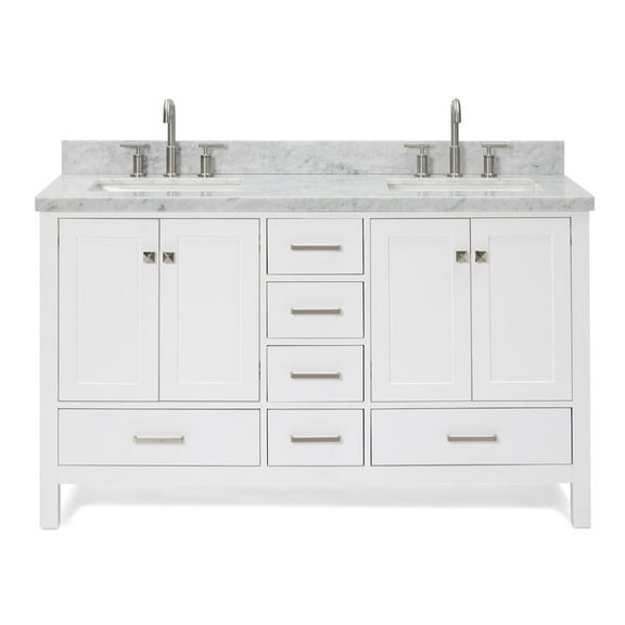 Ariel A061dcwrvo Cambridge 61" Free Standing Double Basin Vanity Set - White