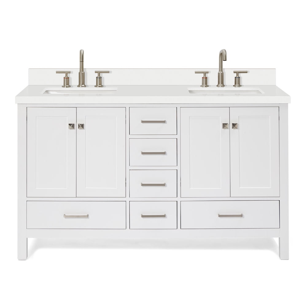 Cambridge 61" White Quartz Double Basin Freestanding Vanity