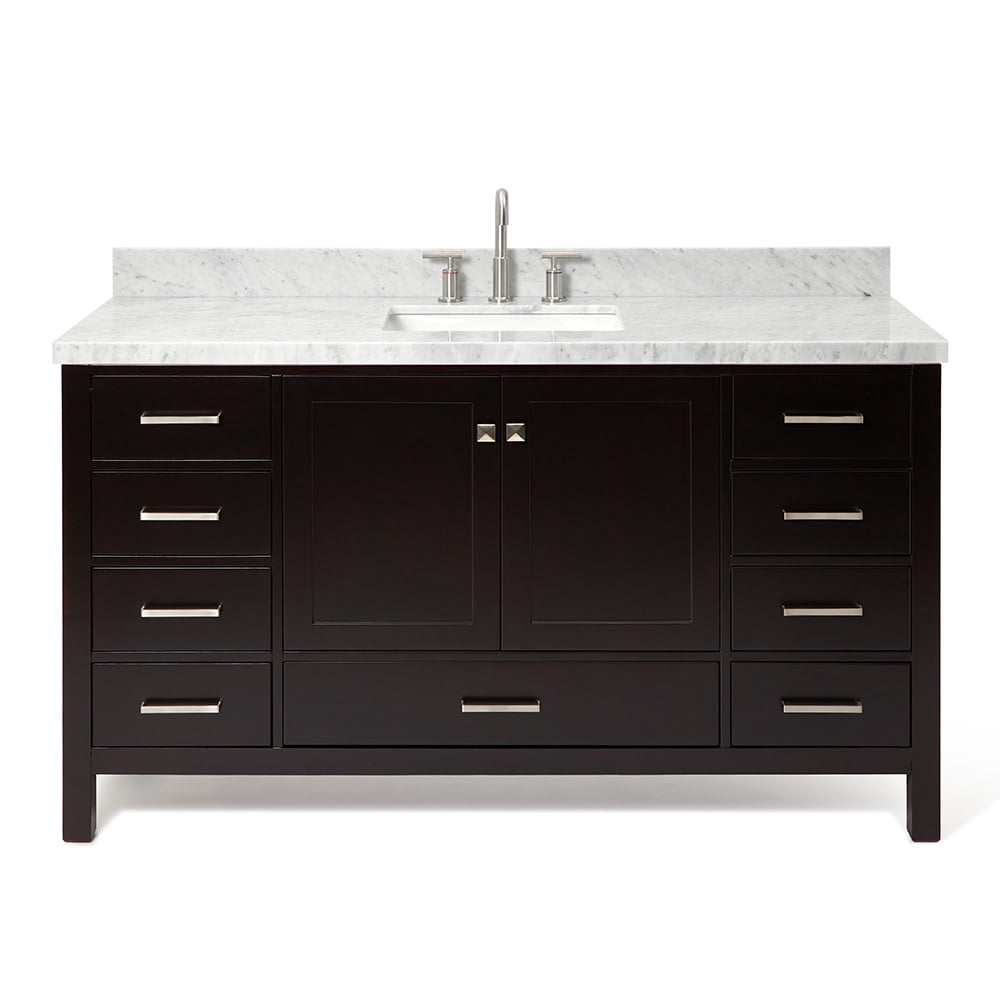 Ariel A061SCWRVOESP Cambridge 60" Free Standing Single Basin Vanity Set - Brown
