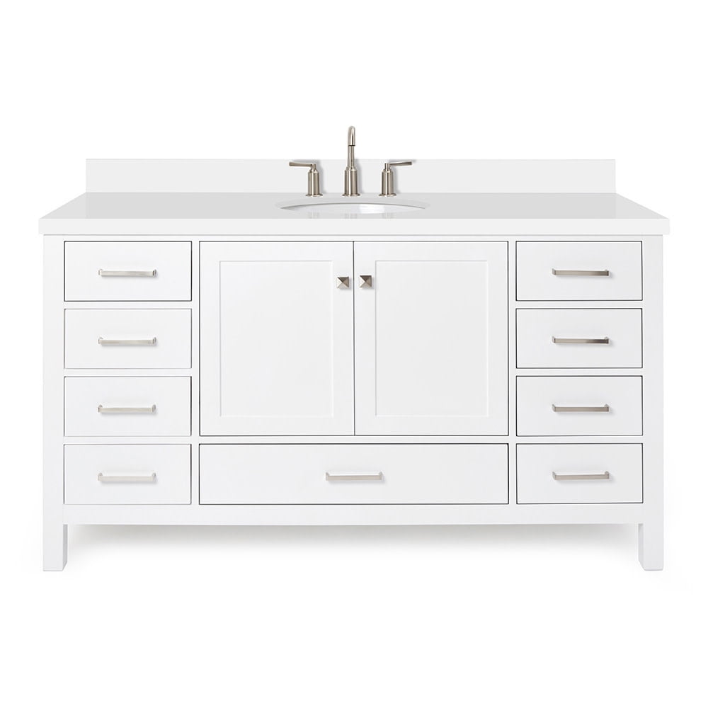 Cambridge 61" White Quartz Top Freestanding Single Vanity