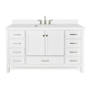 ARIEL Cambridge 61 Inch Rectangle Sink Vanity With White Quartz Countertop In White