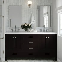ARIEL Cambridge 66 Inch Double Oval Sink Bathroom Vanity With Carrara White Quartz Countertop 1.5 Edge In Espresso